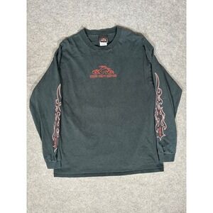 Orange County Choppers Mens XL Long Sleeve T-Shirt Black Red Flame OCC Logo Tee